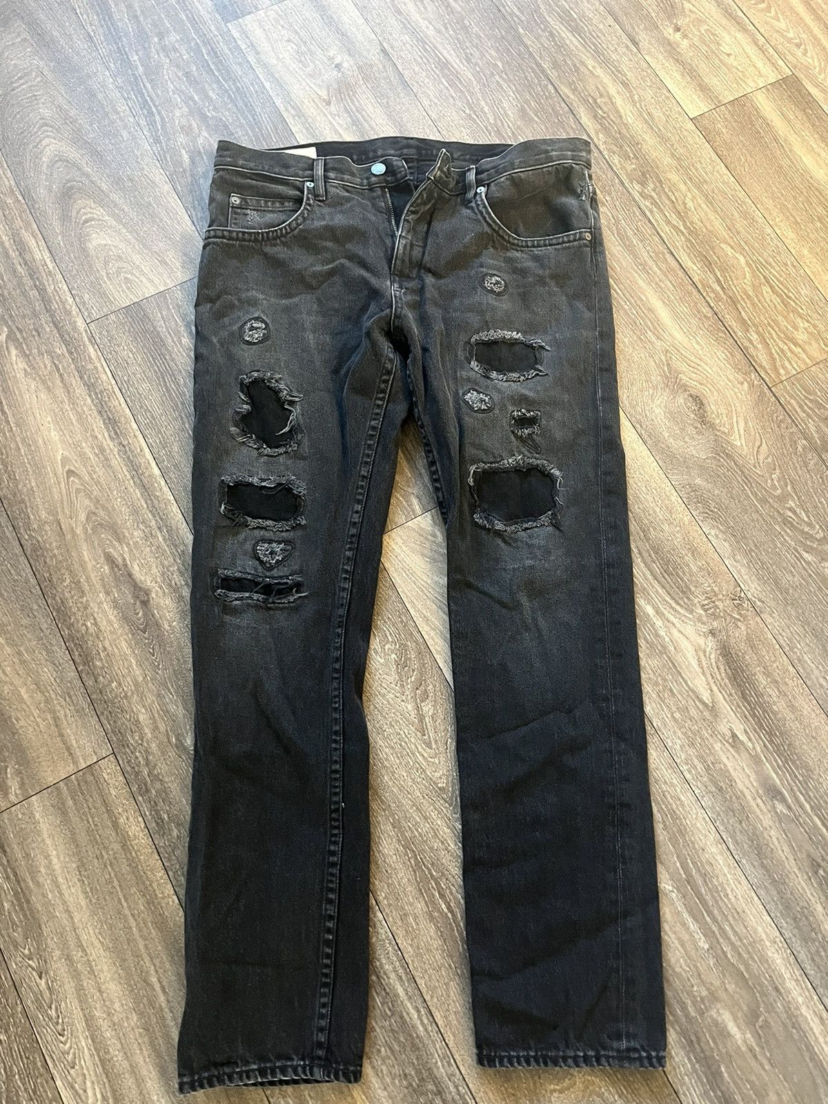 image of Helmut Lang 87 Black Distressed Denim, Men's (Size 34)