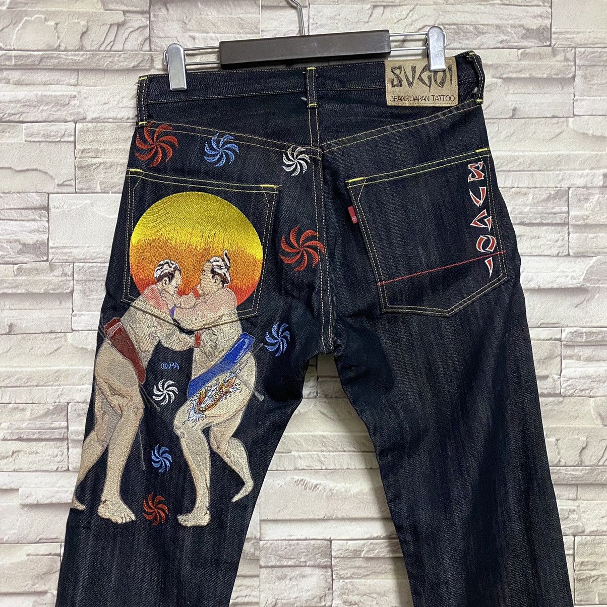 Dragonfly Sugoi Japan Tattoo Denim Embroidery Jeans Sumo Size US 30 / EU 46 - 10 Thumbnail