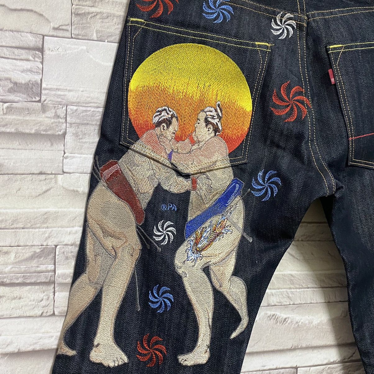 Dragonfly Sugoi Japan Tattoo Denim Embroidery Jeans Sumo Size US 30 / EU 46 - 12 Thumbnail