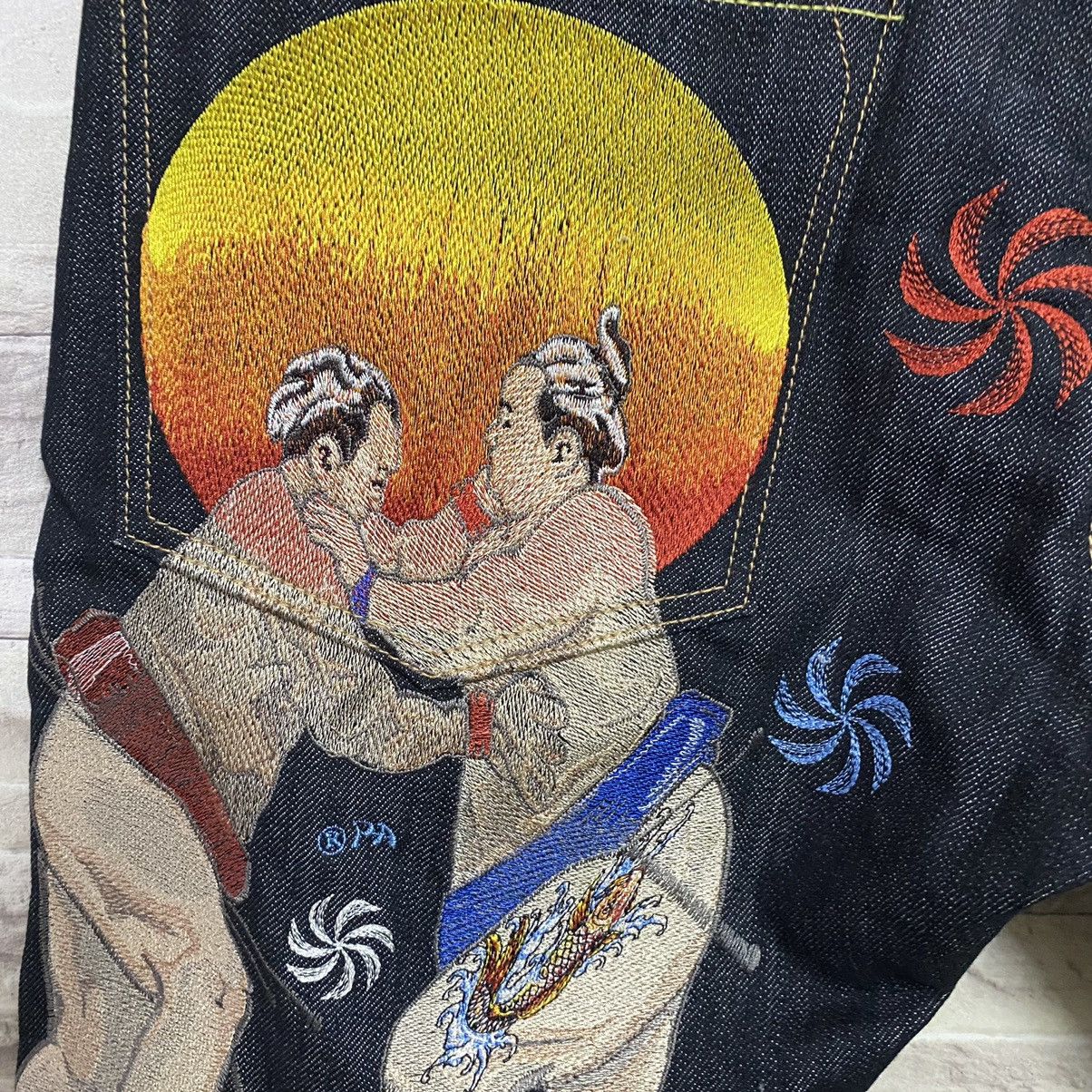 Dragonfly Sugoi Japan Tattoo Denim Embroidery Jeans Sumo Size US 30 / EU 46 - 14 Thumbnail
