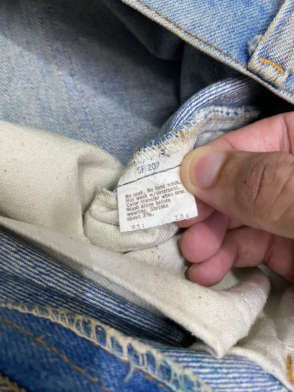 Levi's 🔥LEVIS 505 ORANGE TAB BUTTON #8 70s DISTRESSED DENIM PANTS Size US 31 - 13 Thumbnail