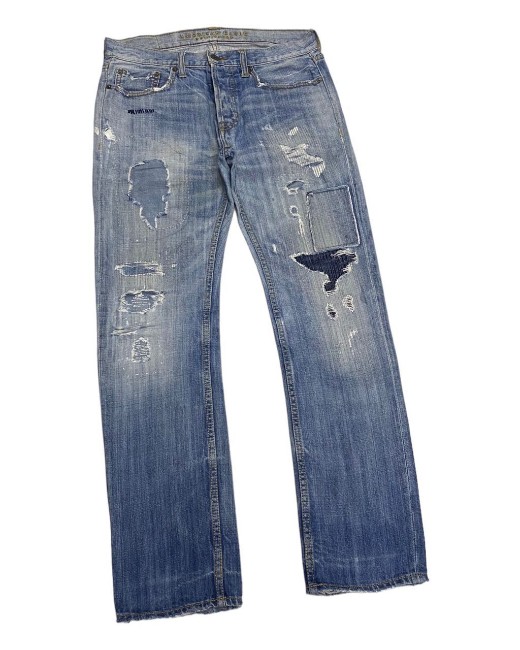 If Six Was Nine 🔥SASHIKO BORO PATCHWORK DENIM DISTRESSED BY AMERICAN EAGLE Size US 32 / EU 48 - 8 Thumbnail