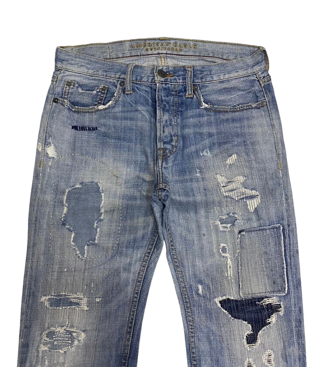 If Six Was Nine 🔥SASHIKO BORO PATCHWORK DENIM DISTRESSED BY AMERICAN EAGLE Size US 32 / EU 48 - 2 Thumbnail