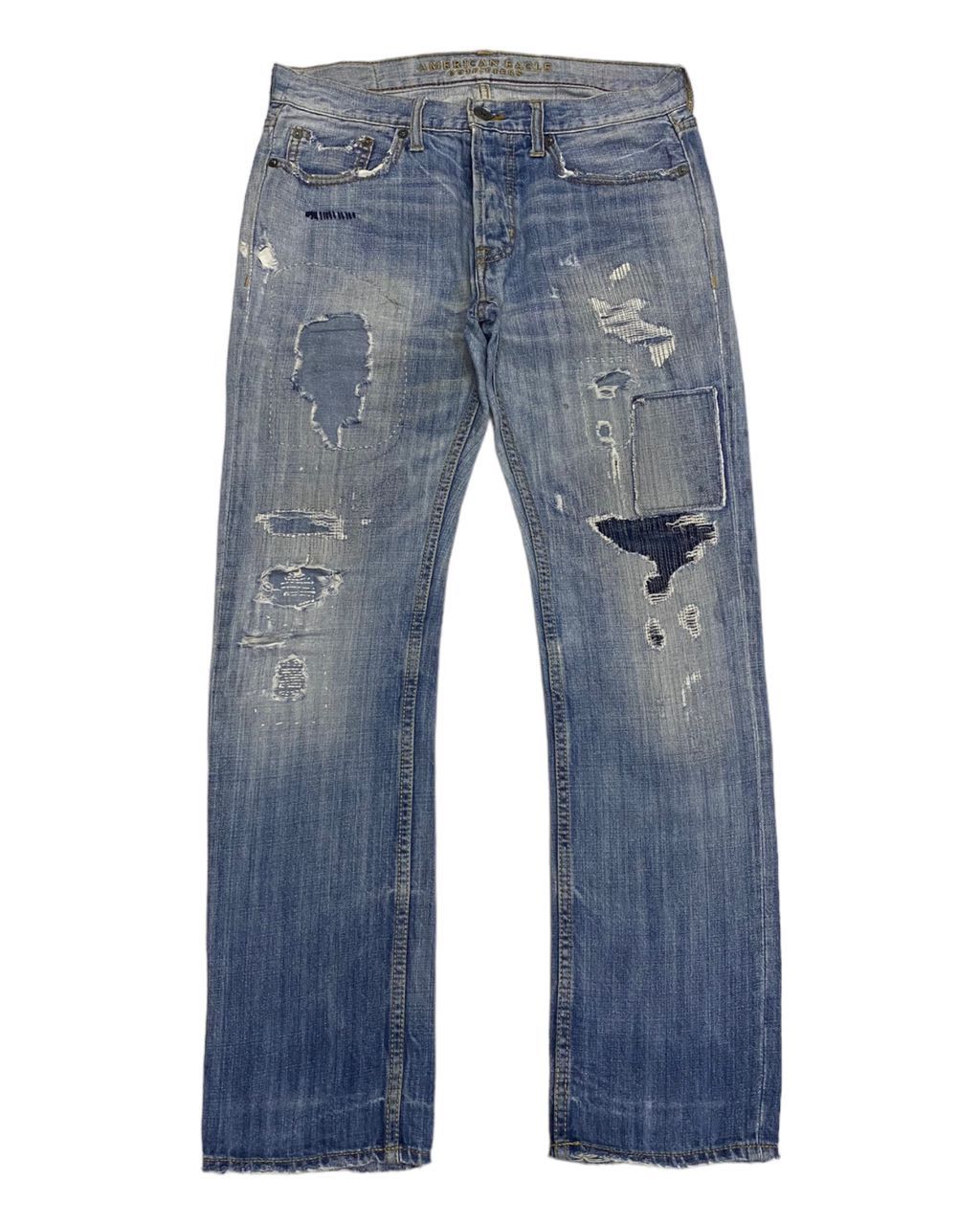 If Six Was Nine 🔥SASHIKO BORO PATCHWORK DENIM DISTRESSED BY AMERICAN EAGLE Size US 32 / EU 48 - 5 Thumbnail
