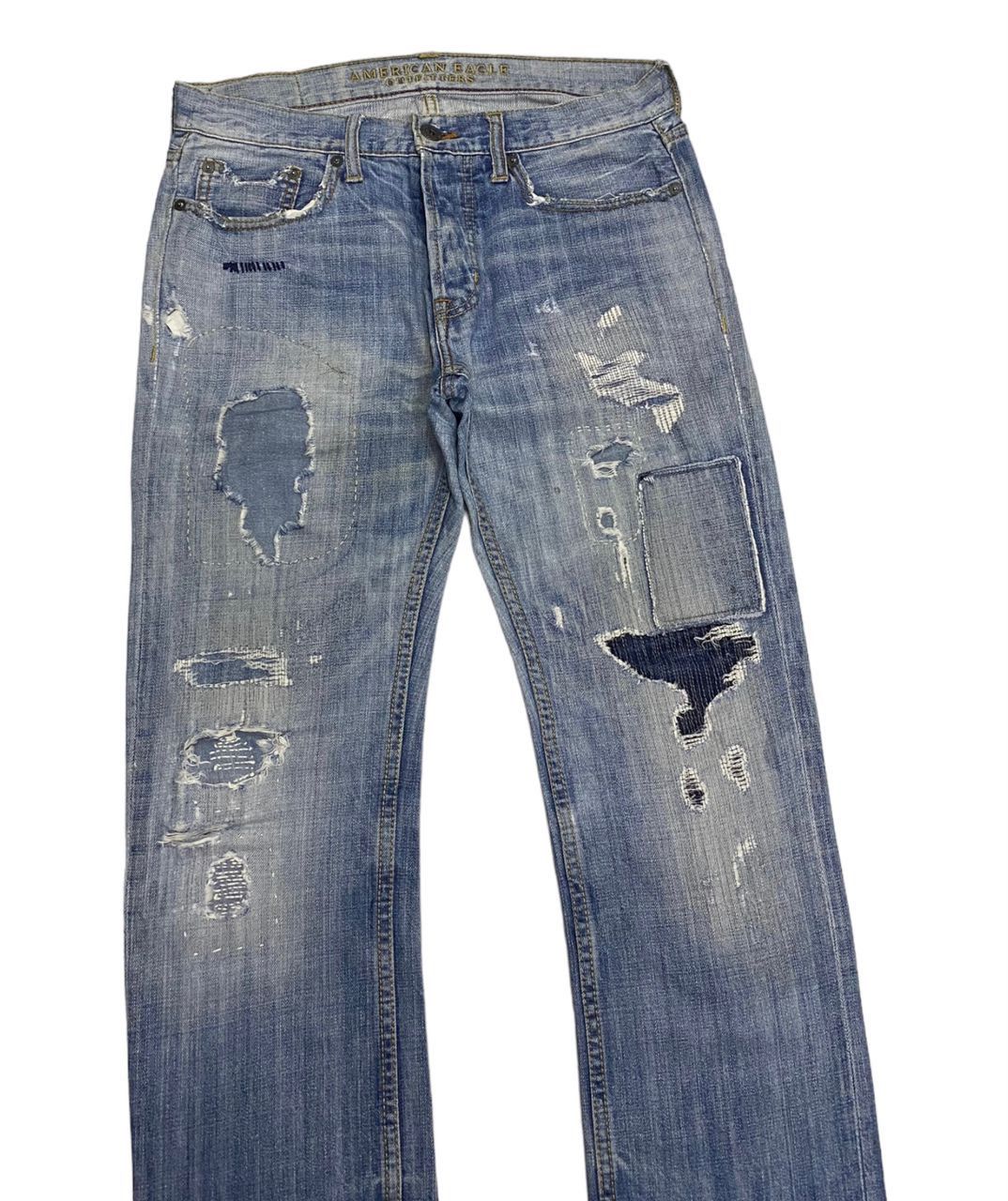 If Six Was Nine 🔥SASHIKO BORO PATCHWORK DENIM DISTRESSED BY AMERICAN EAGLE Size US 32 / EU 48 - 1 Thumbnail
