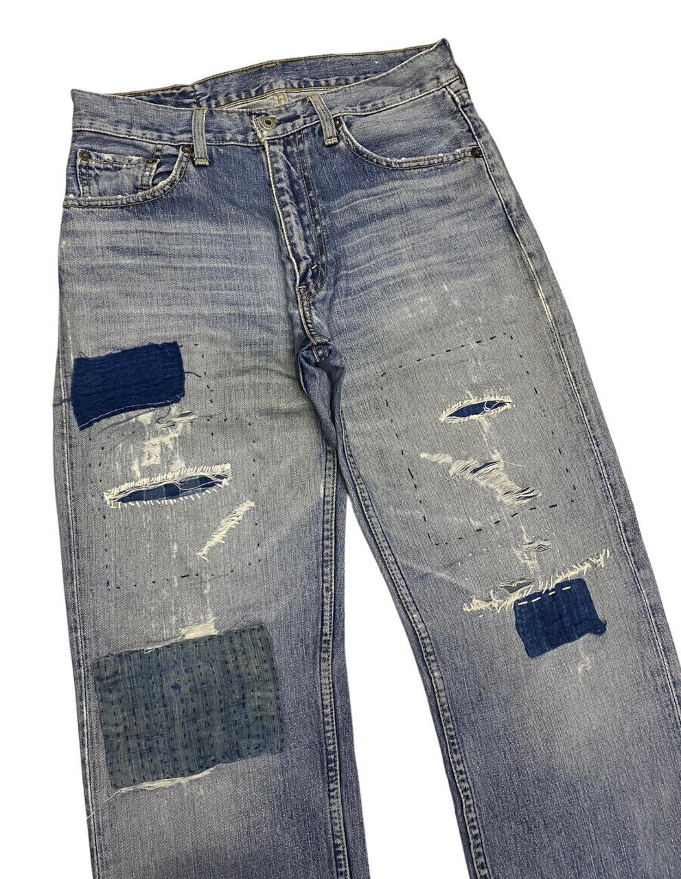 JNCO × Levi's × Vintage 🔥LEVIS 502 SASHIKO BORO PATCHWORK DISTRESSED DENIM PANTS Size US 30 / EU 46 - 5 Thumbnail
