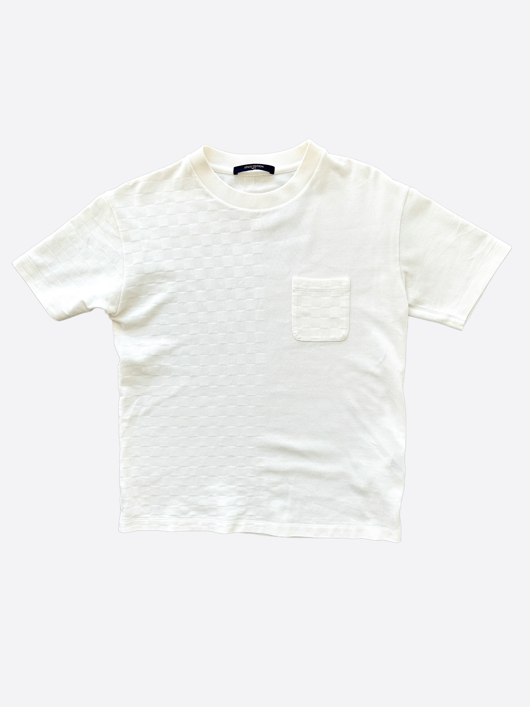 Pre-owned Louis Vuitton White Half Damier Pocket T-shirt