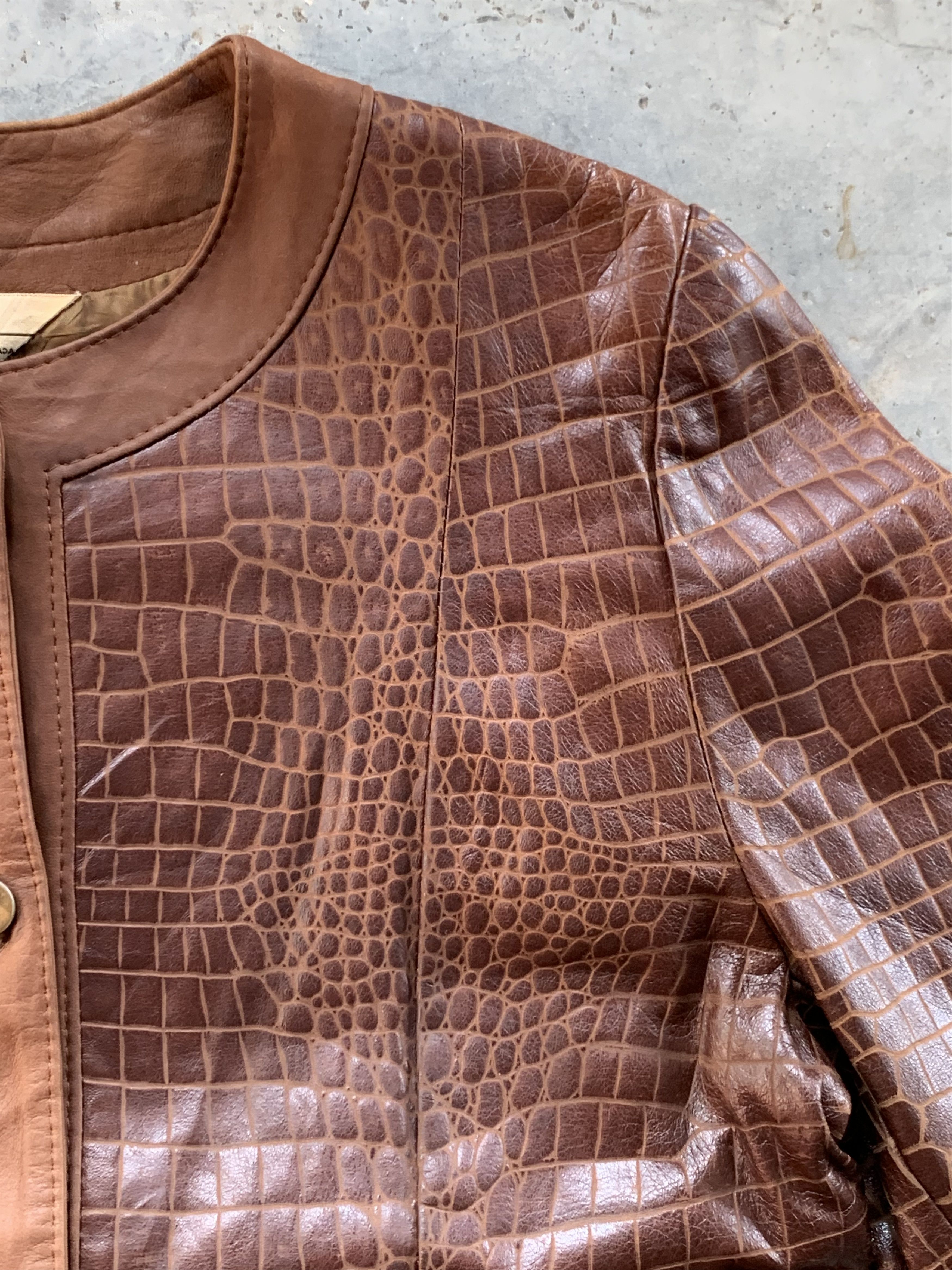 Vintage Vintage Lyn Crocodile Leather Jacket Size XS / US 0-2 / IT 36-38 - 6 Thumbnail