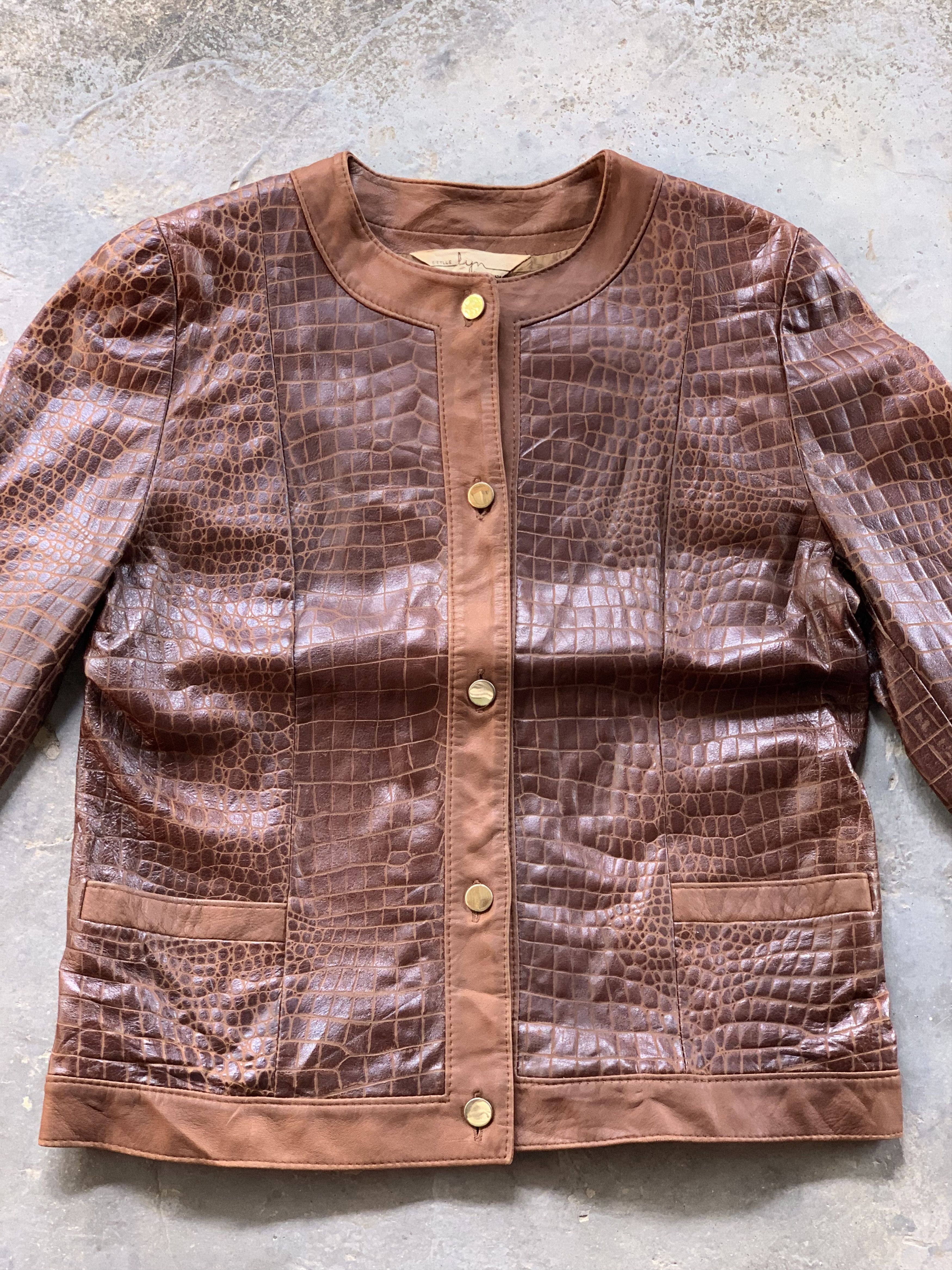 Vintage Vintage Lyn Crocodile Leather Jacket Size XS / US 0-2 / IT 36-38 - 3 Thumbnail