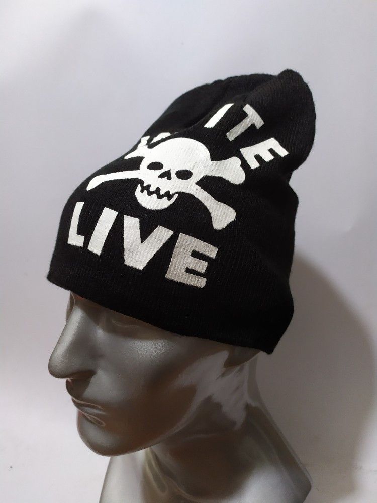 Japanese Brand 🔥Invite Live Skeleton Skull Beanie Punk Bondage Design Hat Size ONE SIZE - 3 Thumbnail
