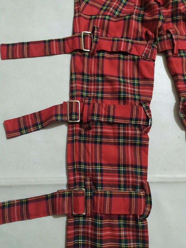 Japanese Brand 🔥Unknown JapaneseTartan Bondage Punk Checkered tartan Pants Size US 29 - 4 Thumbnail