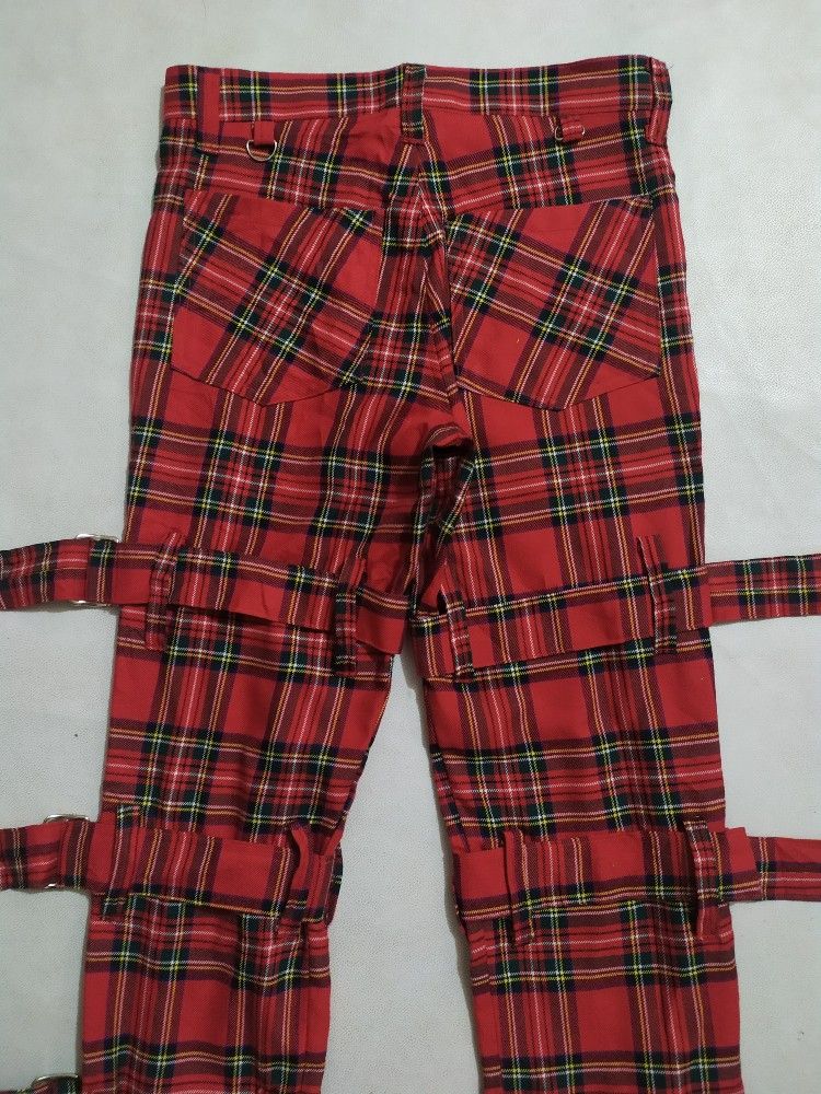 Japanese Brand 🔥Unknown JapaneseTartan Bondage Punk Checkered tartan Pants Size US 29 - 9 Thumbnail