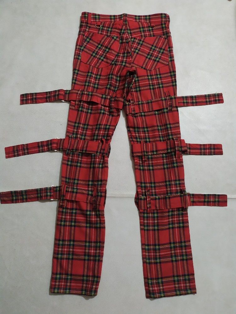 Japanese Brand 🔥Unknown JapaneseTartan Bondage Punk Checkered tartan Pants Size US 29 - 8 Thumbnail