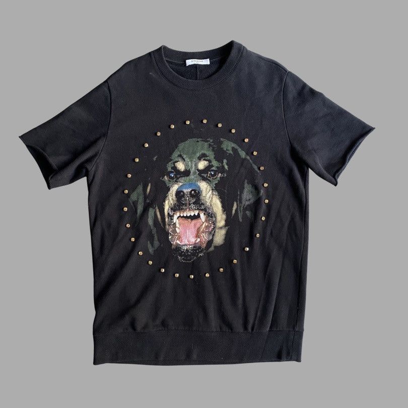 Image of Givenchy x Riccardo Tisci Rottweiler Rhinestones Embellish Oversize Sweater in Black (Size Small)