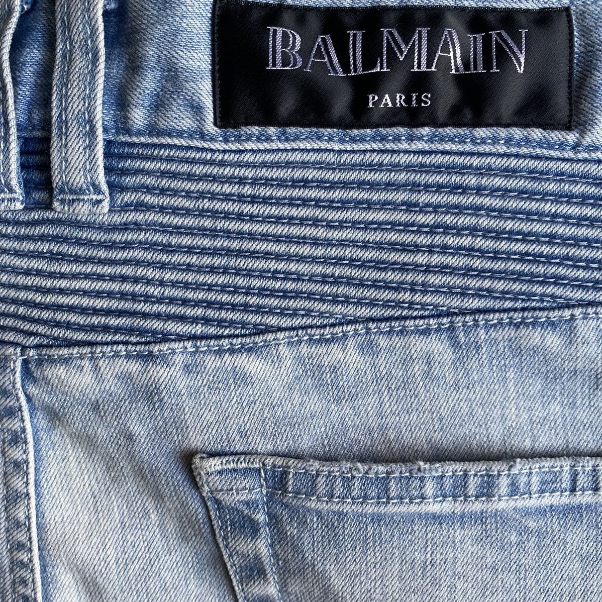 Balmain SS15 Light Blue Biker Stretch Denim Jeans Size US 29 - 10 Thumbnail