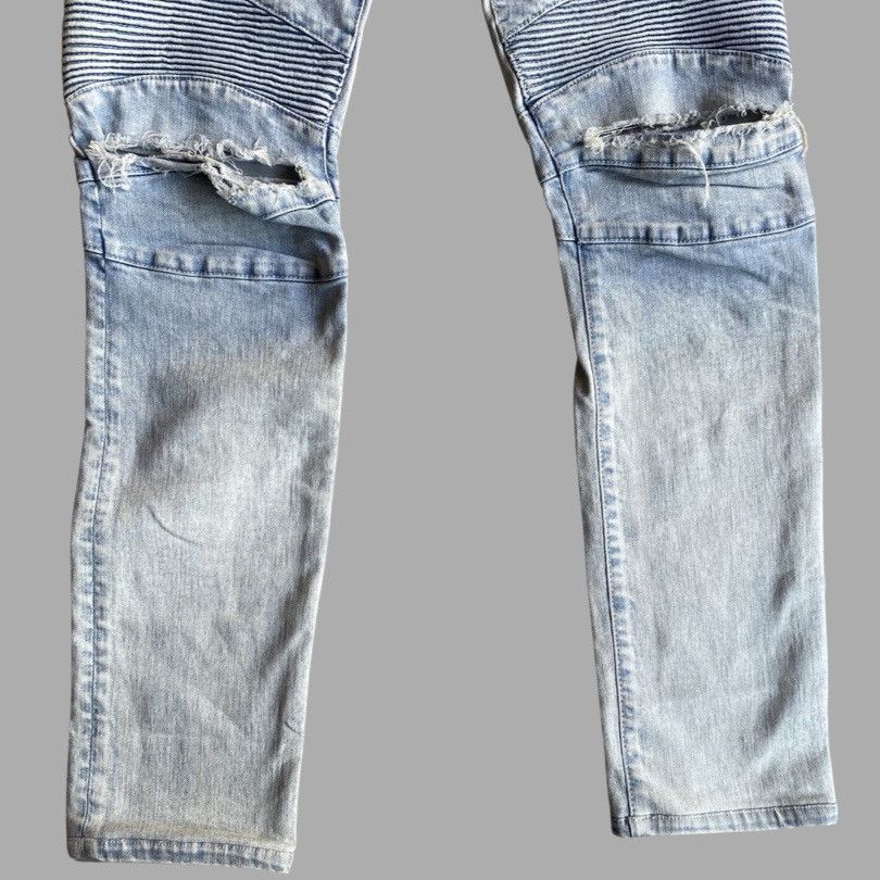 Balmain SS15 Light Blue Biker Stretch Denim Jeans Size US 29 - 2 Thumbnail