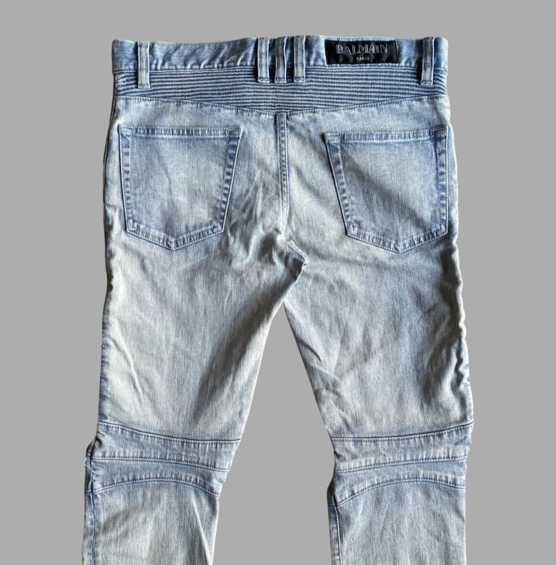 Balmain SS15 Light Blue Biker Stretch Denim Jeans Size US 29 - 3 Thumbnail