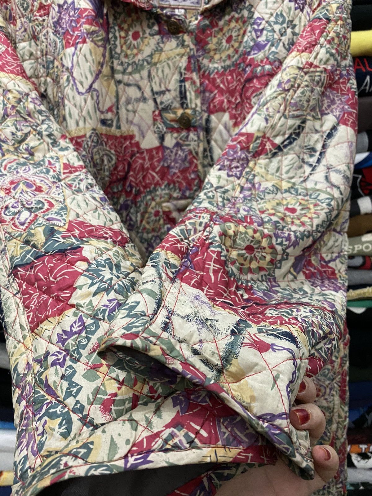 Japanese Brand Silk Quilted Design Floral Jacket Size US L / EU 52-54 / 3 - 4 Thumbnail