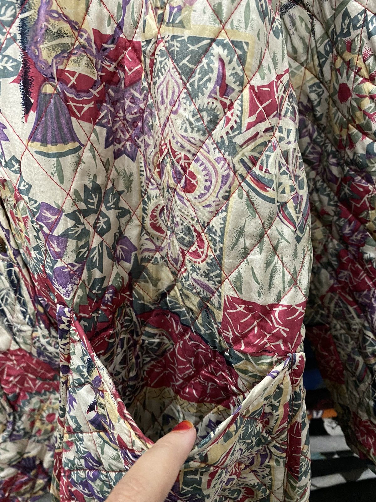 Japanese Brand Silk Quilted Design Floral Jacket Size US L / EU 52-54 / 3 - 3 Thumbnail