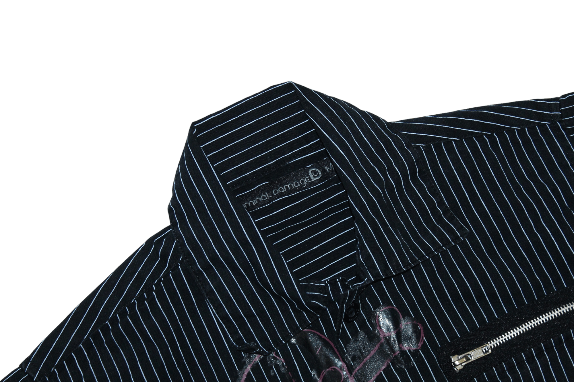 Criminal Damage 💥RARE💥 Criminal Damage Drip Shirt. Striped Denim. Y2K Emo Size US M / EU 48-50 / 2 - 6 Thumbnail