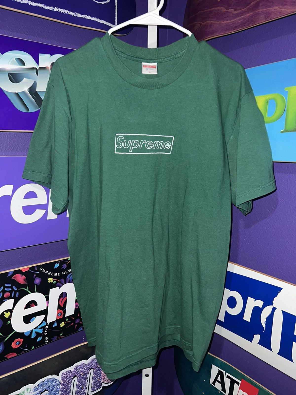 Supreme Supreme x KAWS Chalk Logo Tee Light Pine | Grailed