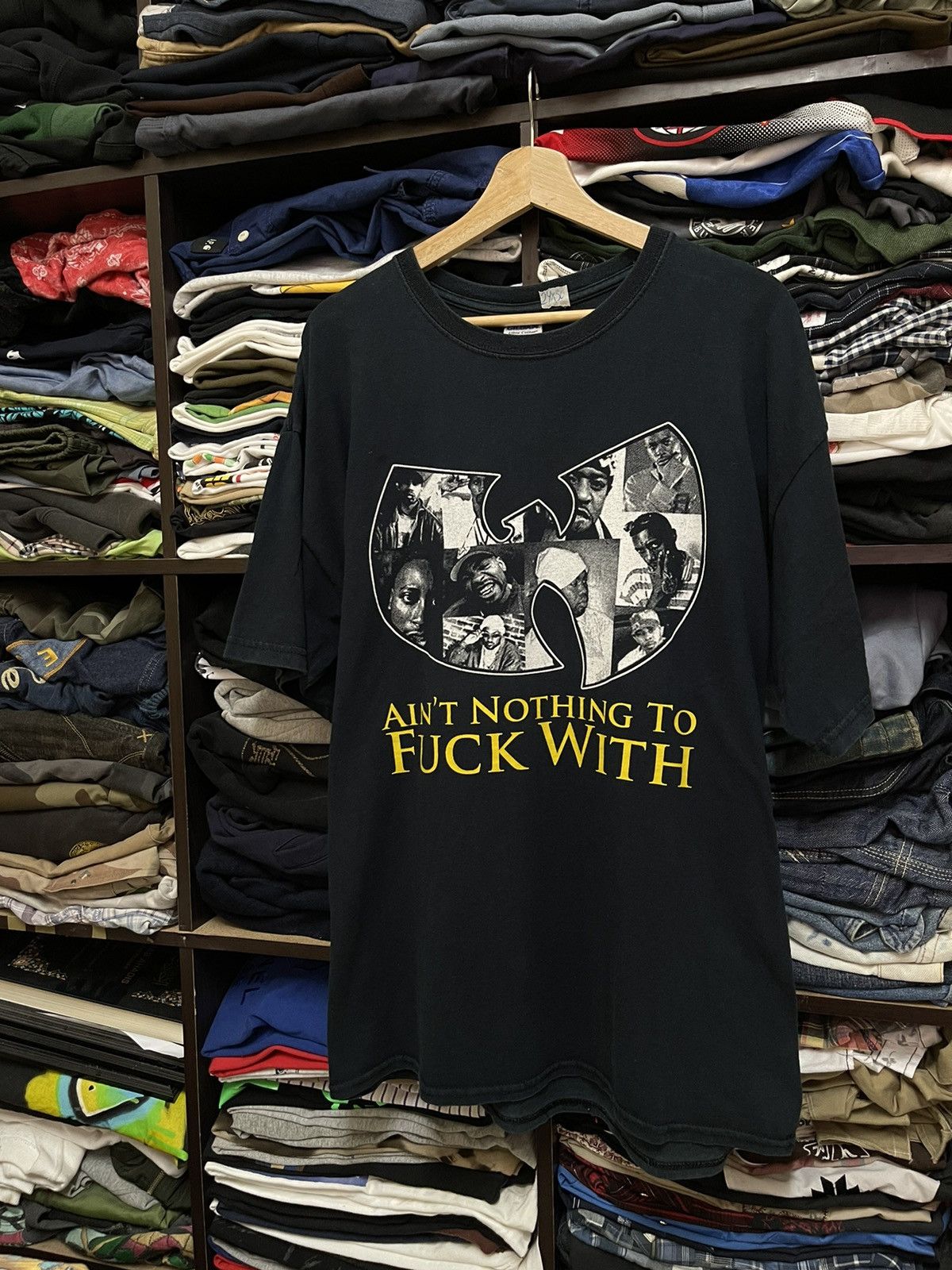 image of Rap Tees Wutang Clan Aint Nothing To Fuck With in Dark Blue, Men's (Size XL)