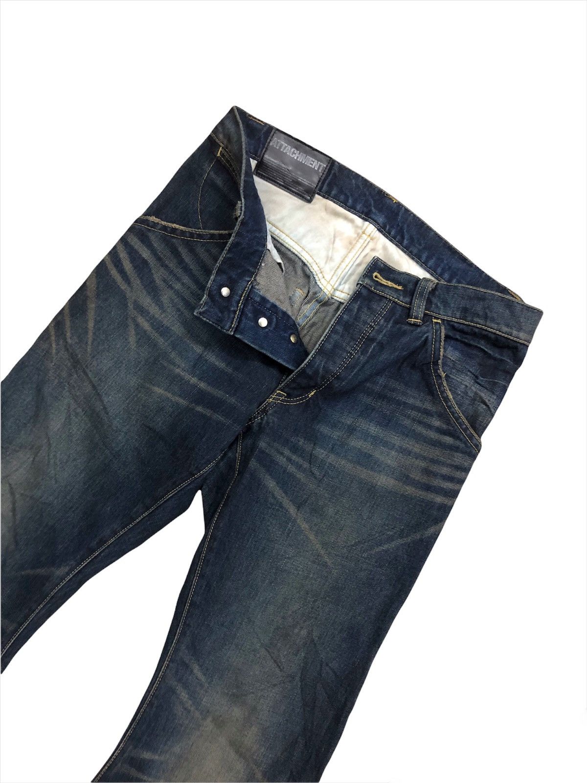 Kazuyuki Kumagai Attachment GRAIL🔥Attachment 🇯🇵 Indigo Based J Curve Flare Denim Size US 30 / EU 46 - 3 Thumbnail