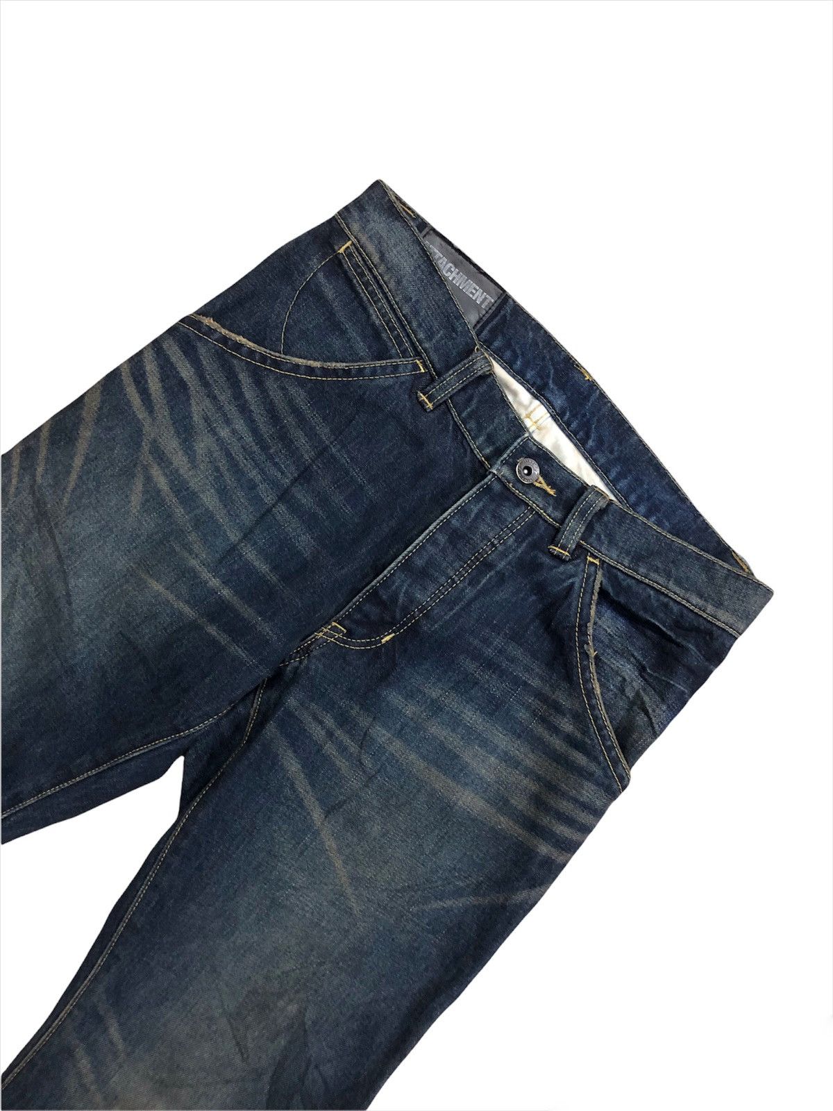 Kazuyuki Kumagai Attachment GRAIL🔥Attachment 🇯🇵 Indigo Based J Curve Flare Denim Size US 30 / EU 46 - 4 Thumbnail