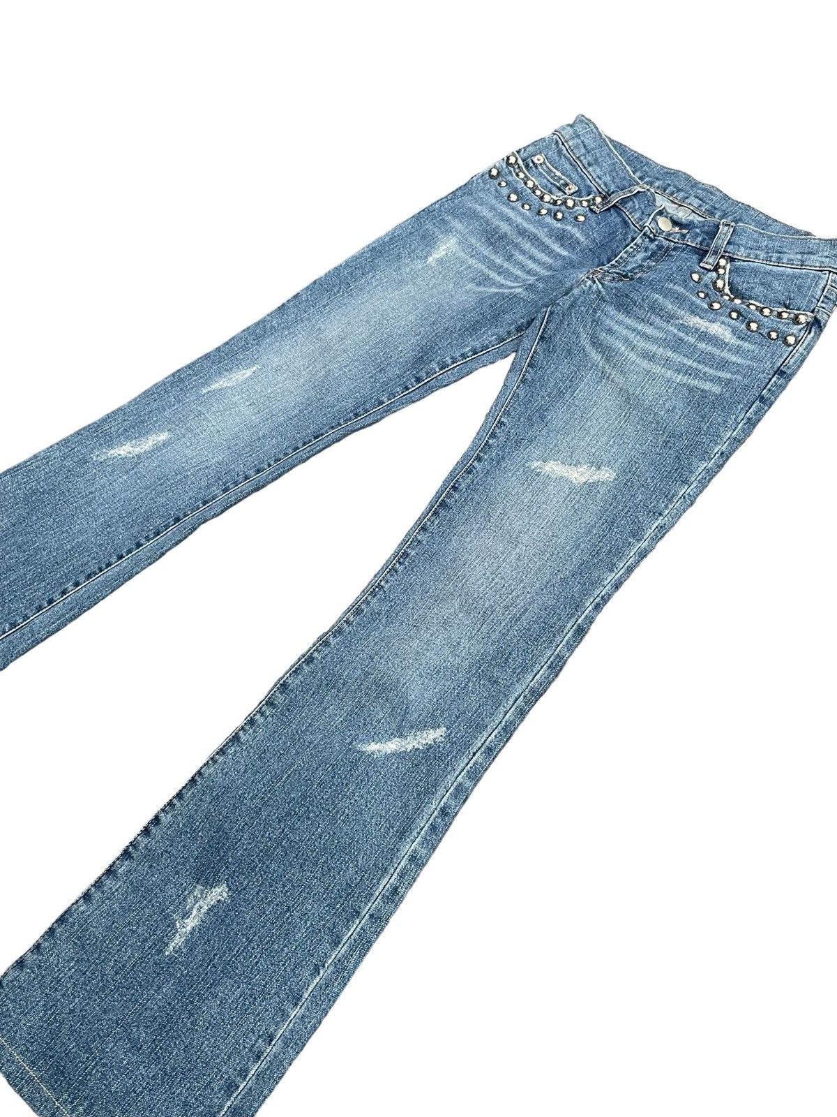 Designer Rosso Bianco Flare Distresed Denim Size 29" - 3 Thumbnail
