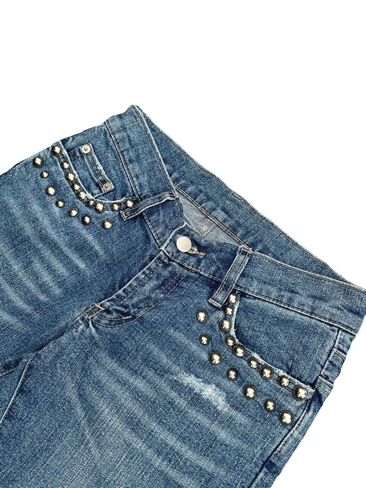 Designer Rosso Bianco Flare Distresed Denim Size 29" - 6 Thumbnail
