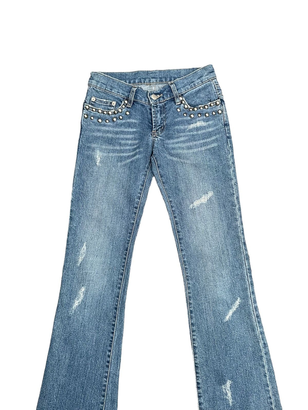 Designer Rosso Bianco Flare Distresed Denim Size 29" - 4 Thumbnail