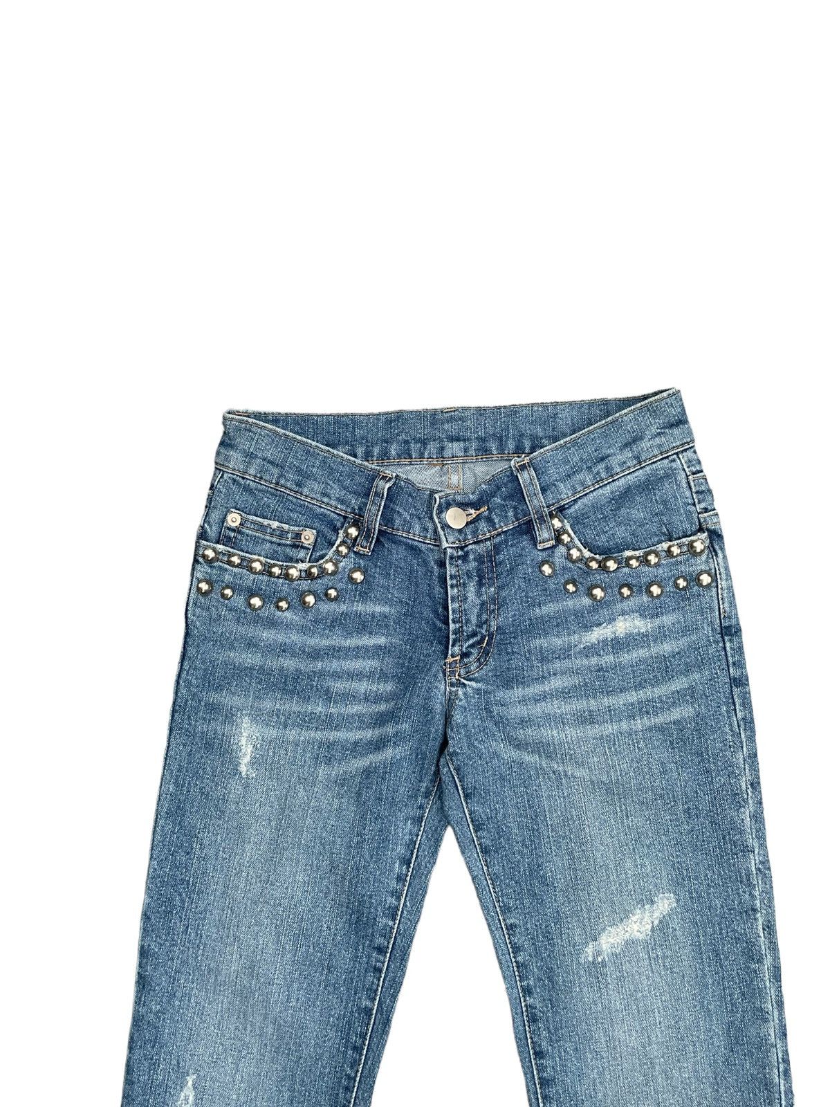 Designer Rosso Bianco Flare Distresed Denim Size 29" - 5 Thumbnail
