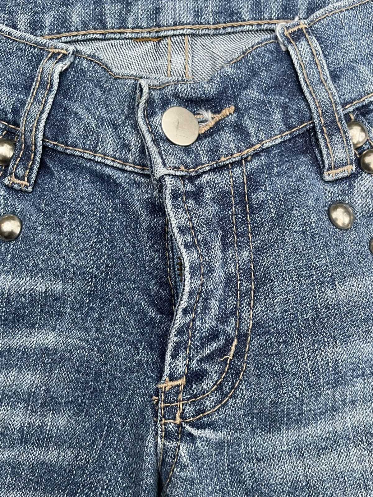 Designer Rosso Bianco Flare Distresed Denim Size 29" - 14 Thumbnail