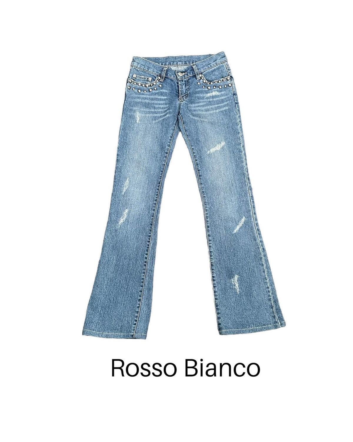 Designer Rosso Bianco Flare Distresed Denim Size 29" - 1 Thumbnail