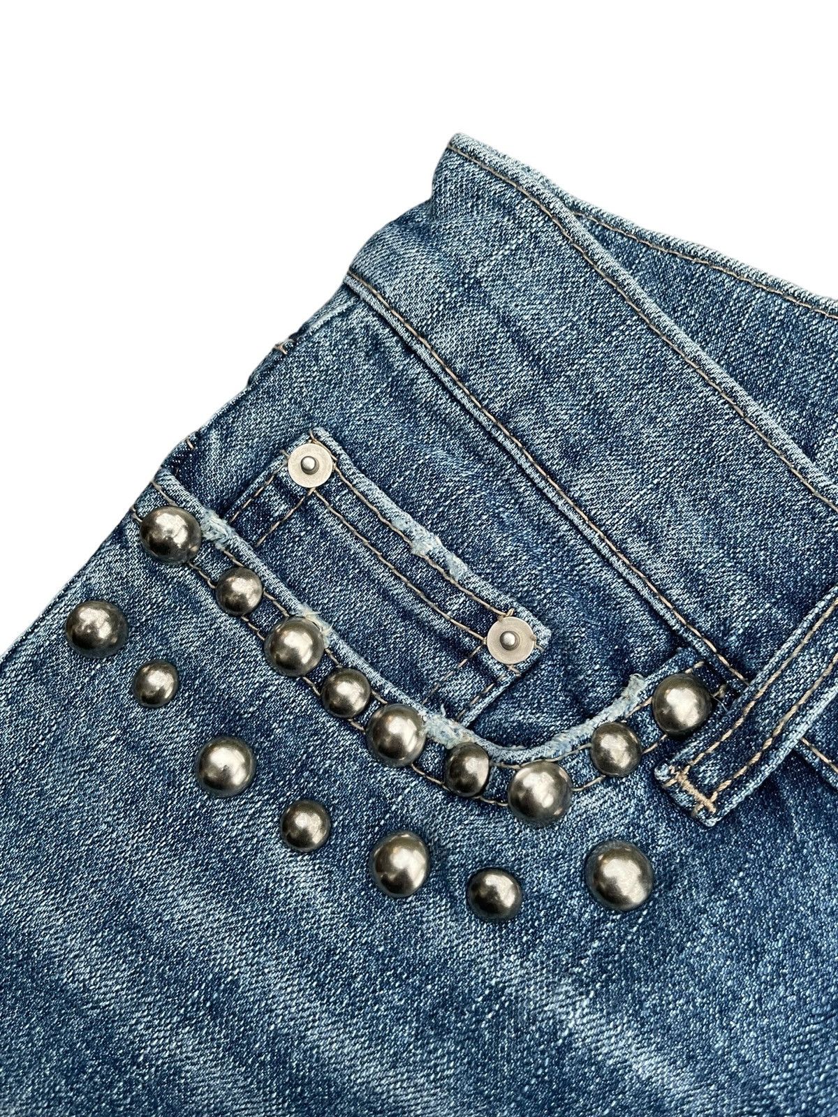 Designer Rosso Bianco Flare Distresed Denim Size 29" - 7 Thumbnail