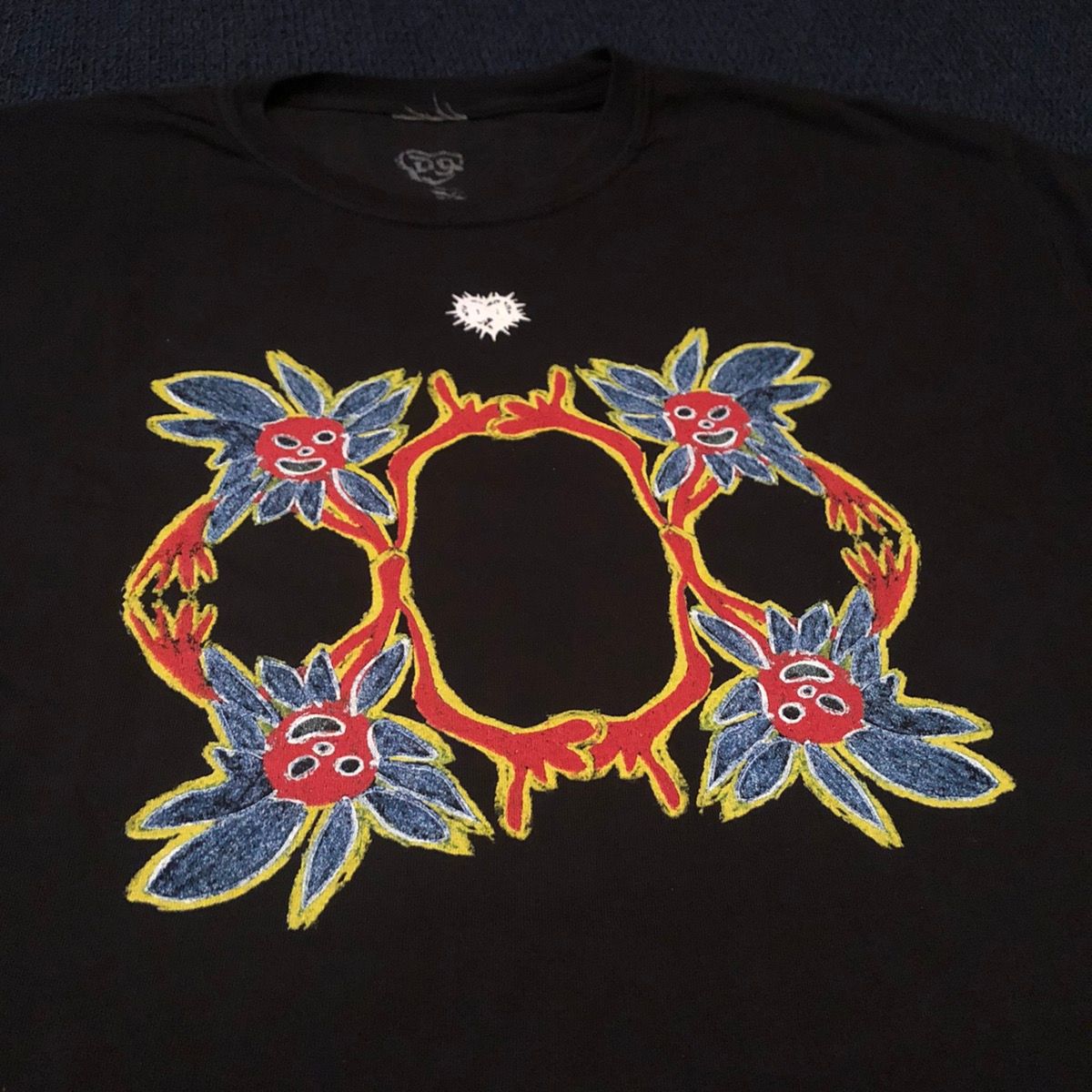Pre-owned Drain Gang X Sad Boys Bladee Claire Barrow For Drain Gang Sunflower 333 Tee Shirt In Washed Black