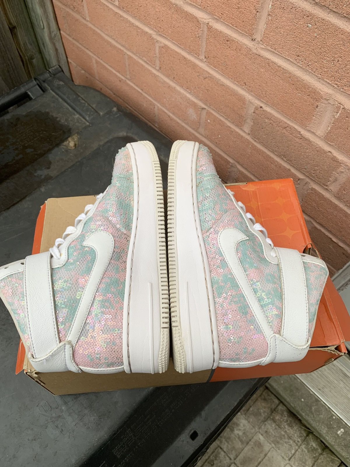 Nike Womens Air Force One Upstep Hi LX Sequin Fabric Size US 7.5 / EU 40-41 - 3 Thumbnail