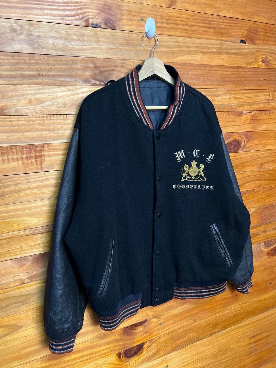 Vintage VINTAGE MILANO CONNECTION LEATHER SLEEVE VARSITY JACKET Size US L / EU 52-54 / 3 - 2 Thumbnail