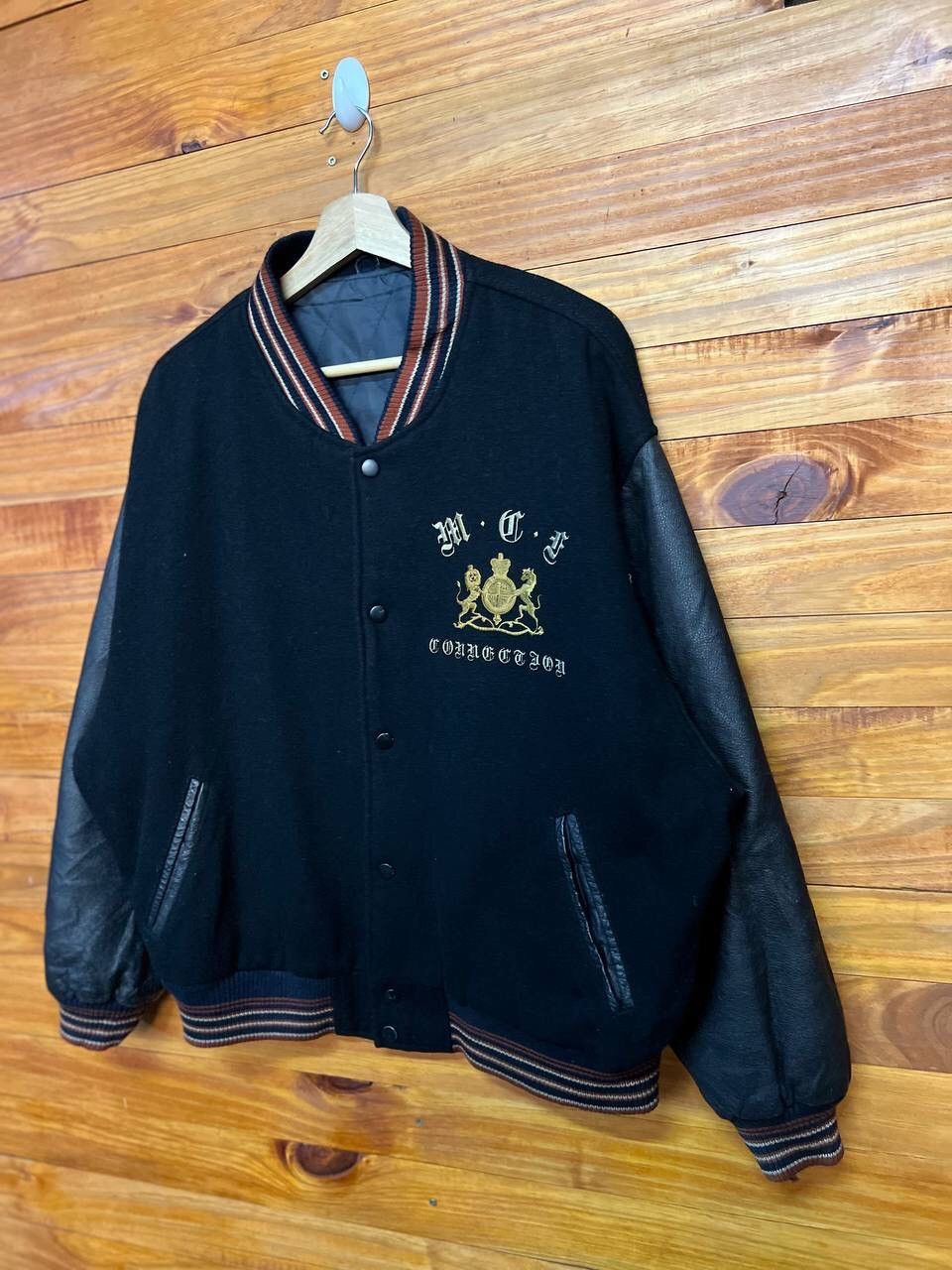Vintage VINTAGE MILANO CONNECTION LEATHER SLEEVE VARSITY JACKET Size US L / EU 52-54 / 3 - 3 Thumbnail