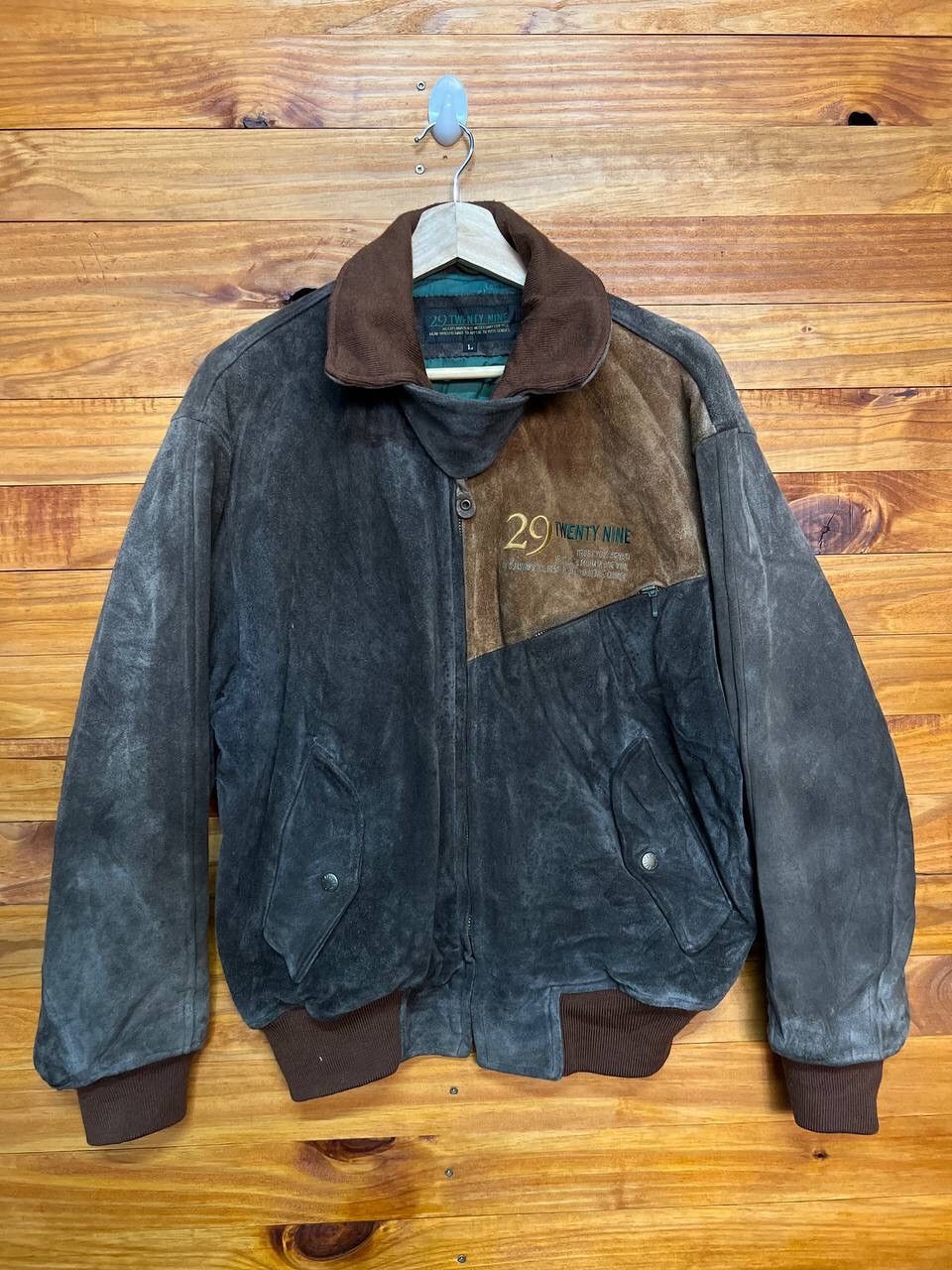 image of Vintage 29 Twenty Nine Suede Leather Bomber Jacket, Men's (Size Large)