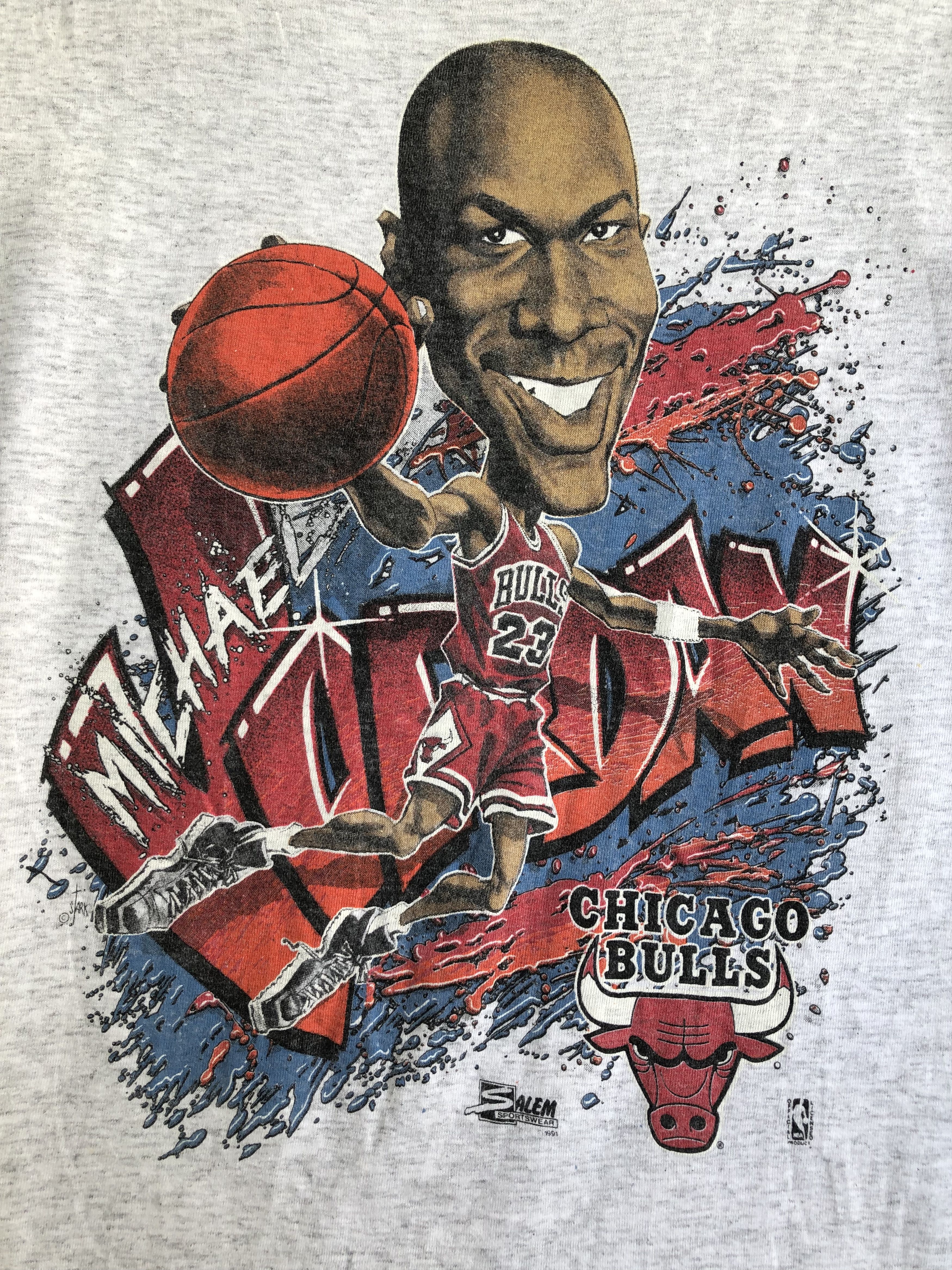 NBA × Salem Sportswear × Vintage RARE VINTAGE 1991 MICHAEL JORDAN BULLS SINGLE STITCH TEE Size US L / EU 52-54 / 3 - 3 Thumbnail