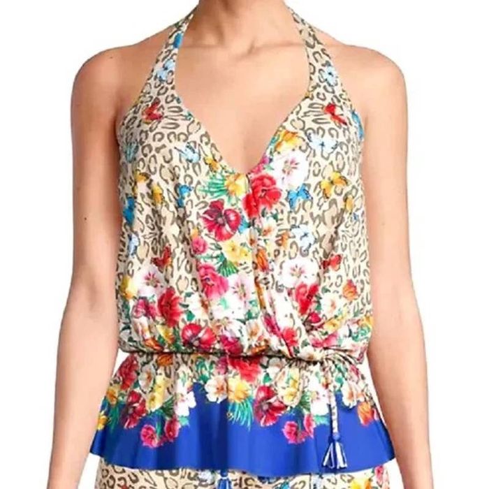 Johnny Was NWT Johnny Was Bella Tankini Top Floral Halter Neck Pullover ...