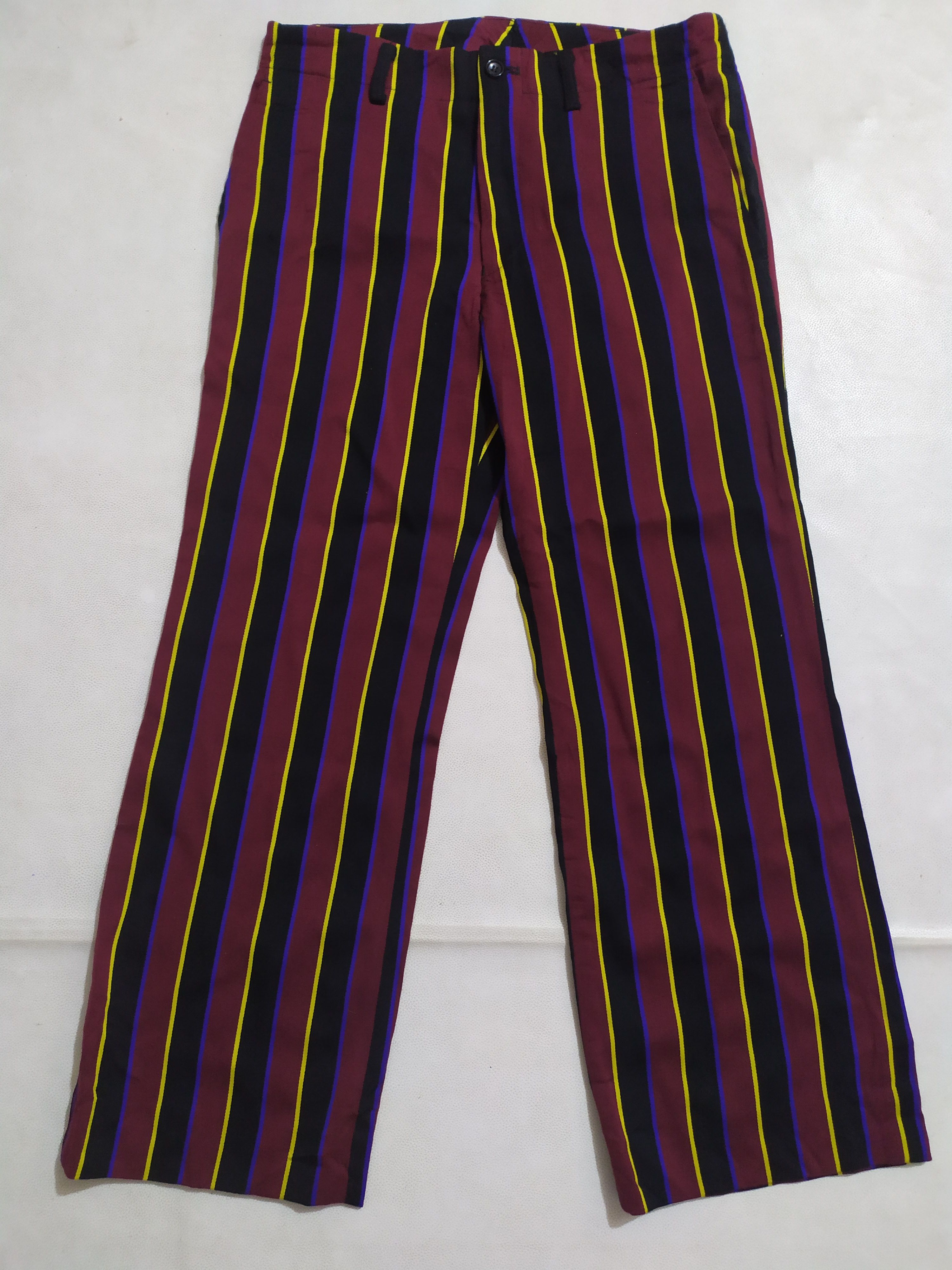 Comme des Garcons AW2004 striped wool cropped trousers with back waist zip - S M
