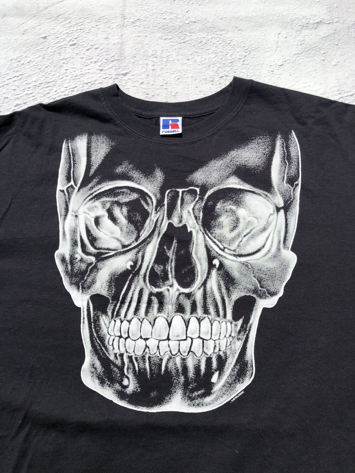 Band Tees Vintage 2000s Skull Bones Russell Black Tee (Harley Davidson Size US XXL / EU 58 / 5 - 2 Thumbnail