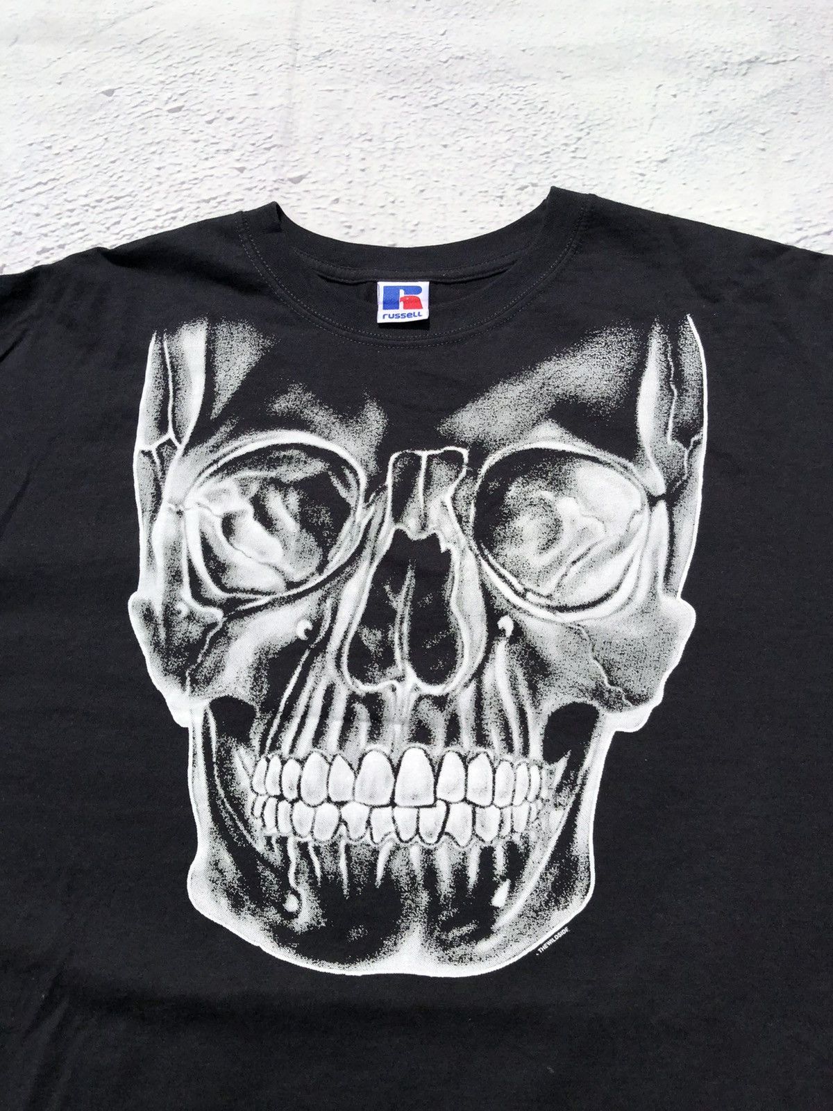 Band Tees Vintage 2000s Skull Bones Russell Black Tee (Harley Davidson Size US XXL / EU 58 / 5 - 3 Thumbnail