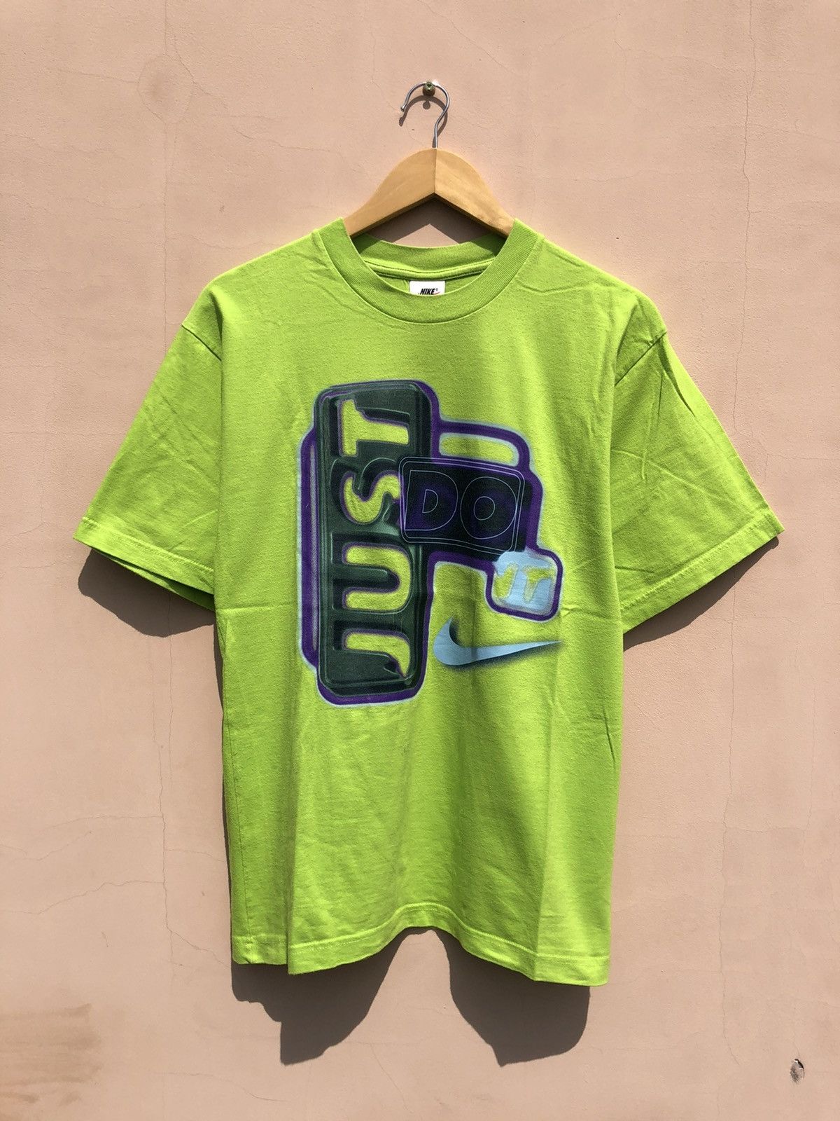 Nike VIntage 90s Nike Just Do It Acid Green Tee Size US S / EU 44-46 / 1 - 1 Thumbnail