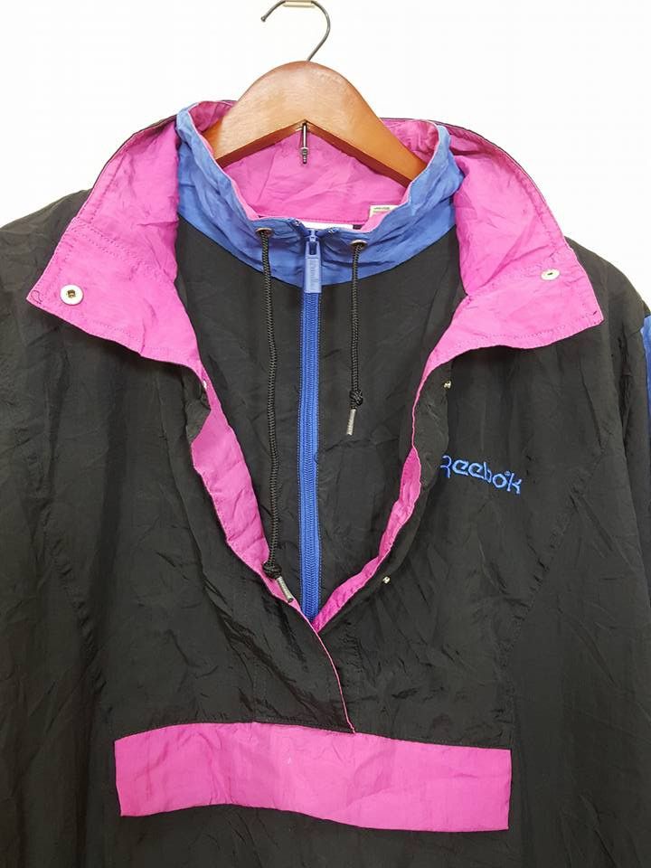 Reebok × Vintage Vintage REEBOK Kangaroo Pocket 90's Hooded Windbreaker Size US L / EU 52-54 / 3 - 8 Thumbnail