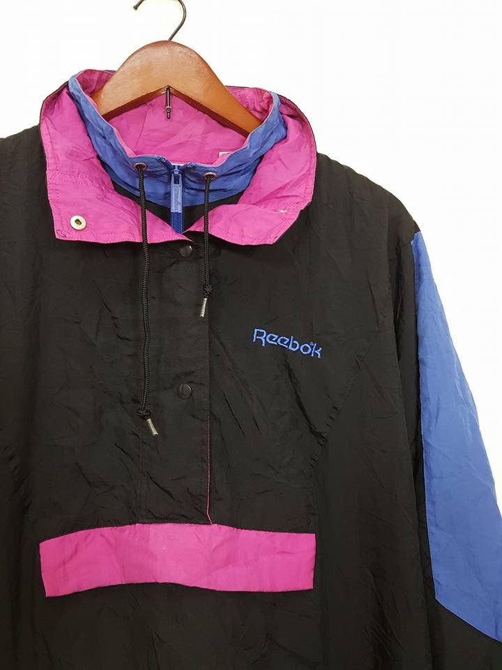 Reebok × Vintage Vintage REEBOK Kangaroo Pocket 90's Hooded Windbreaker Size US L / EU 52-54 / 3 - 1 Thumbnail