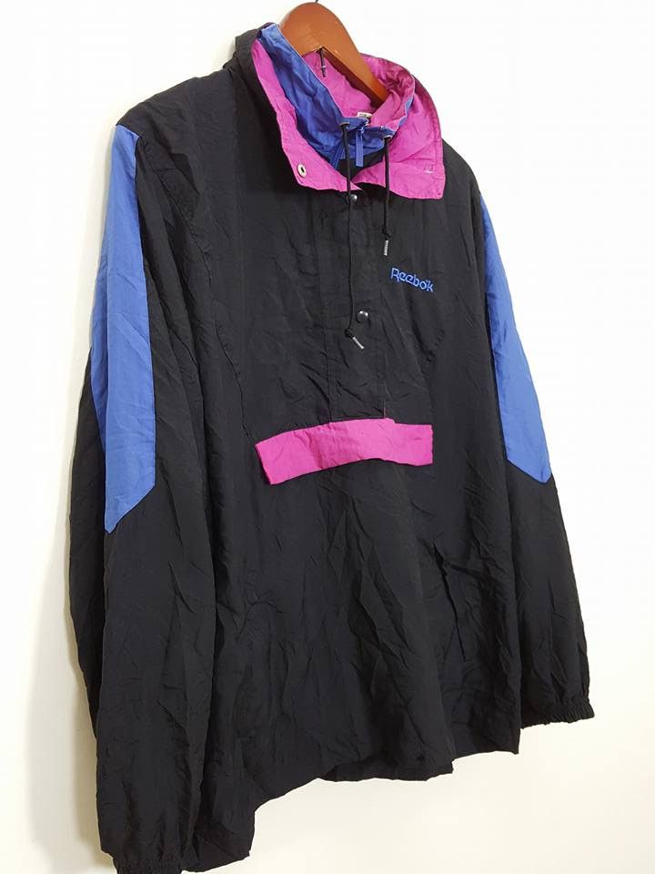 Reebok × Vintage Vintage REEBOK Kangaroo Pocket 90's Hooded Windbreaker Size US L / EU 52-54 / 3 - 4 Thumbnail