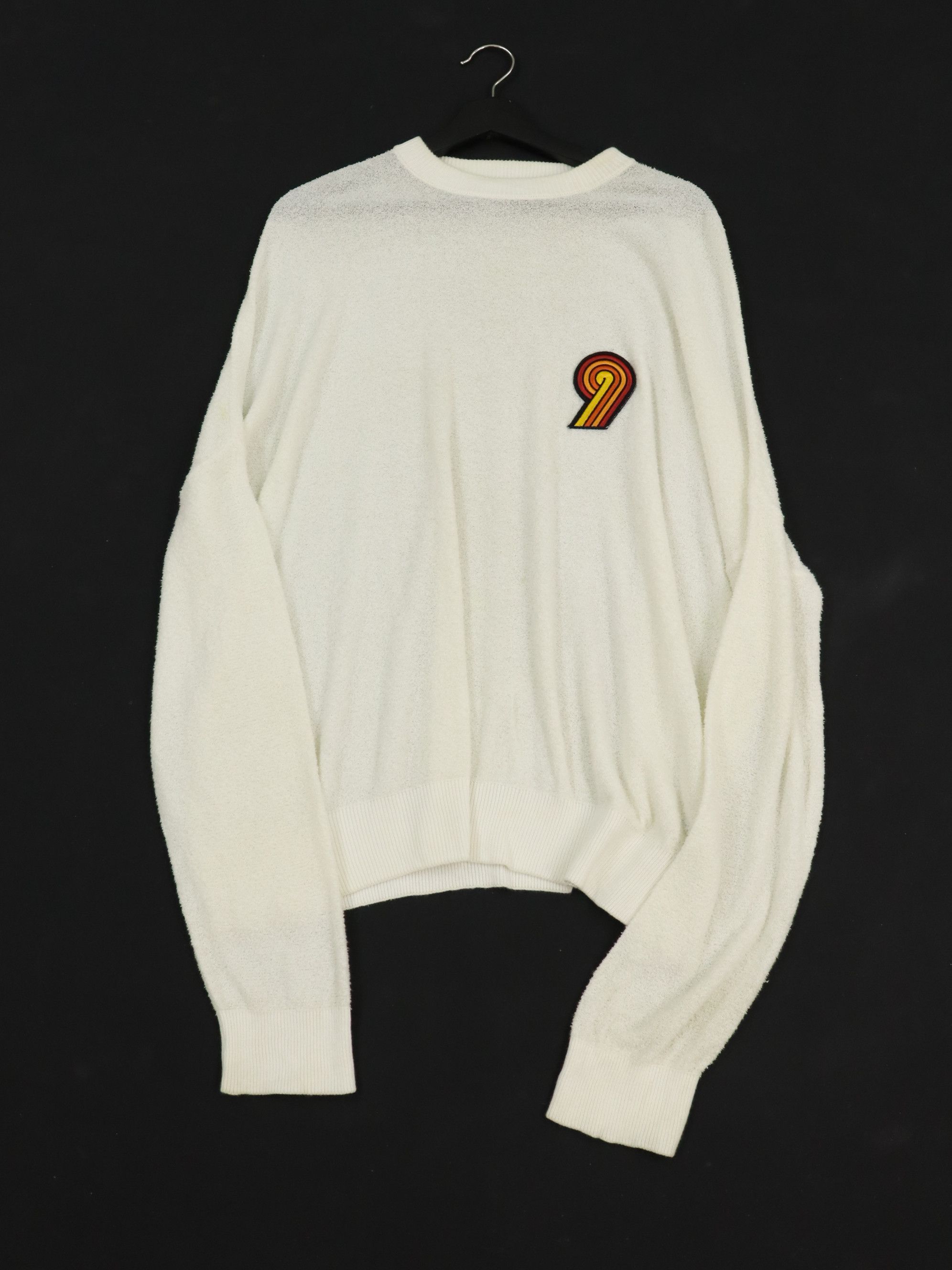AMI AMI 2017SS Knit Ivory Emblem Crew Neck Oversized Sweater Size US L / EU 52-54 / 3 - 6 Thumbnail